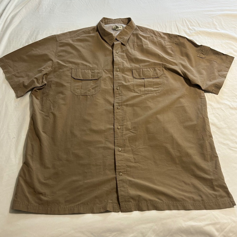 St. Johns Bay Cape Back Fishing Shirt Mens 3XLT Tan Khaki S/S Ventilated